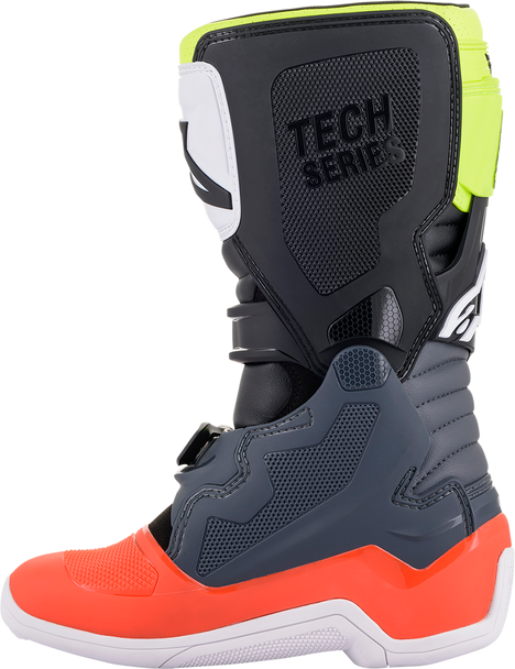 Alpinestars Youth Tech 7S Boots - Black, Gray, Red, White, Yellow | US 4 / EU 37