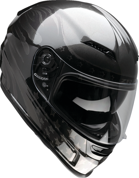 Z1R Jackal Helmet Patriot Stealth Large - Aerodynamic Polycarbonate Shell with Drop-Down Sun Visor