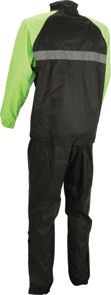 Z1R 2-Piece Rainsuit Black/Hi-Vis Large - Waterproof Motorcycle Rain Gear with Reflective Piping