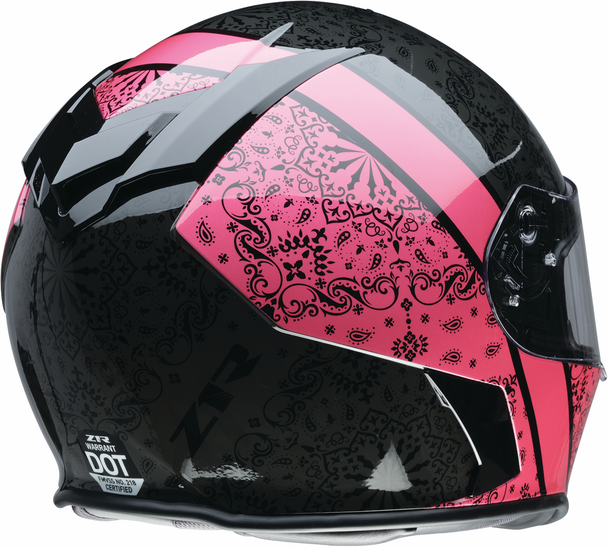 Z1R Warrant Helmet PAC Pink XL - Polycarbonate Shell with Sun Visor and Removable Liner