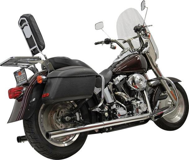 BASSANI XHAUST 1S98P 2-into-2 True Dual Drag Pipe Exhaust System for Harley Twin Cam and Softail - Chrome Finish