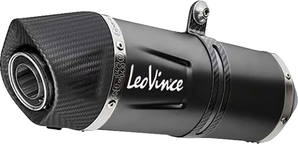 LEOVINCE Slip-On Muffler for Motorcycles - Black Stainless Steel 14449EBU