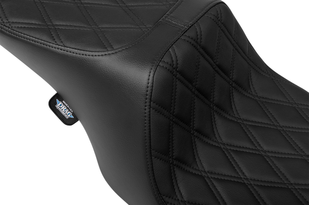 DRAG SPECIALTIES SEATS Predator 2-Up Seat for Harley FL '97-'07, Vinyl, Double Diamond with Black Stitching - Part #4695B