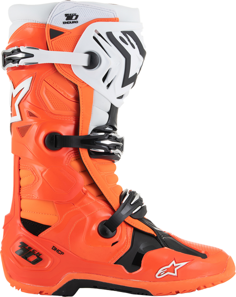 Alpinestars Tech 10 Enduro Boots - Fluorescent Orange, Black & White, US 12 / EU 47 - Part 2010025-4512-12