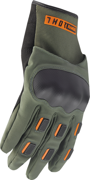 THOR Range Gloves Army/Orange Large - Waterproof and Breathable Performance Gloves 3330-8266