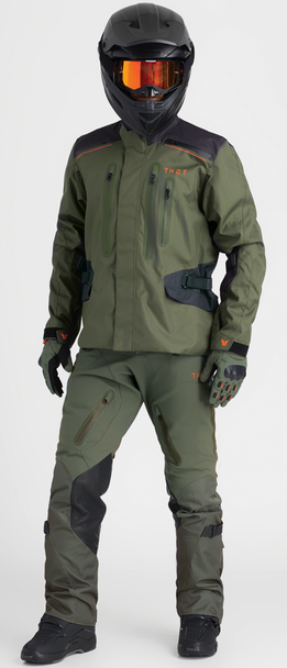 THOR Range Gloves Army/Orange Large - Waterproof and Breathable Performance Gloves 3330-8266