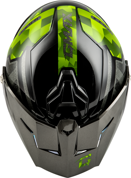 Md 74 Striker Modular Helmet W Gld Shld Blk/Slvr/Grn Mtlc Lg