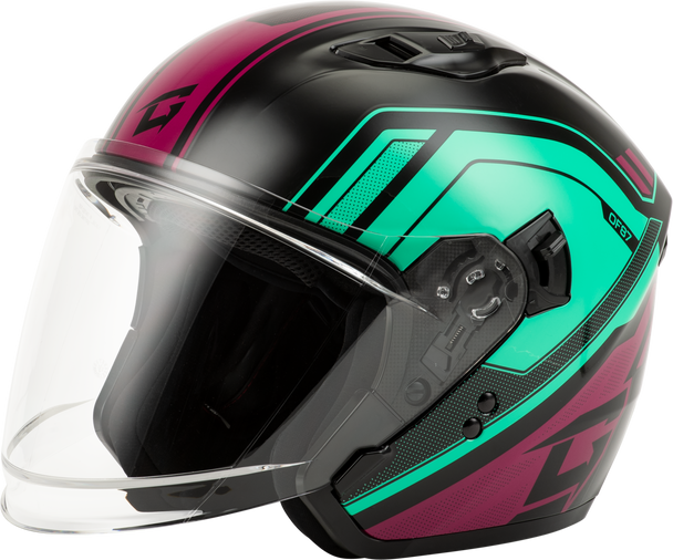 Of 87 Duke Helmet W/Led Light Blk/Aqua/Coral Lg