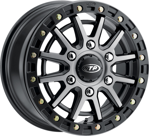 ITP SD10 Beadlock Wheel for Polaris Pro R and Turbo R * 16x7 Brushed Gray with Black Milled Ring, Part #1622626720B