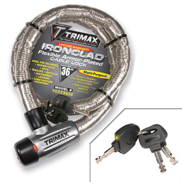 Trimax Ironclad Flexible Armor Plated Cable Lock - 36" X 22Mm Tg2236Sx