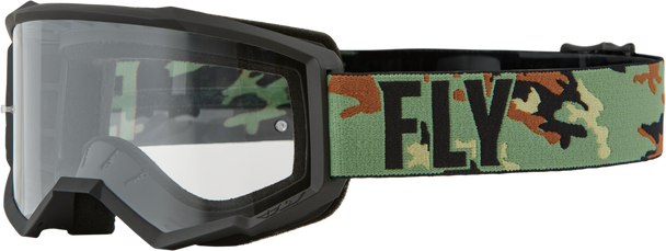 Fly Racing Focus Goggle Green Camo/Black W/ Clear Lens 37-51133