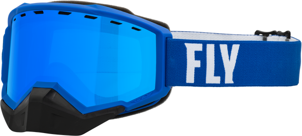 Fly Racing Focus Snow Goggle Blue/White W/ Sky Blue Mirror/Blue Lens 37-50081