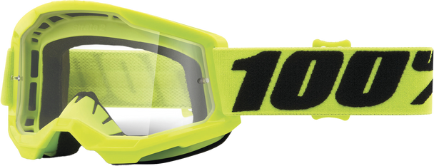 100% Strata 2 Junior Goggle Fluo Yellow Clear Lens 50031-00003