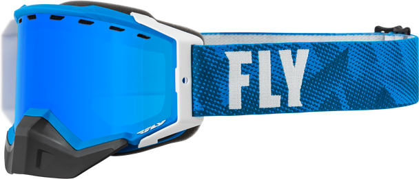 Fly Racing Zone Pro Snow Goggle Blue/Wht W/ Blue Mirror/Plrzd Smke Lens 37-50334