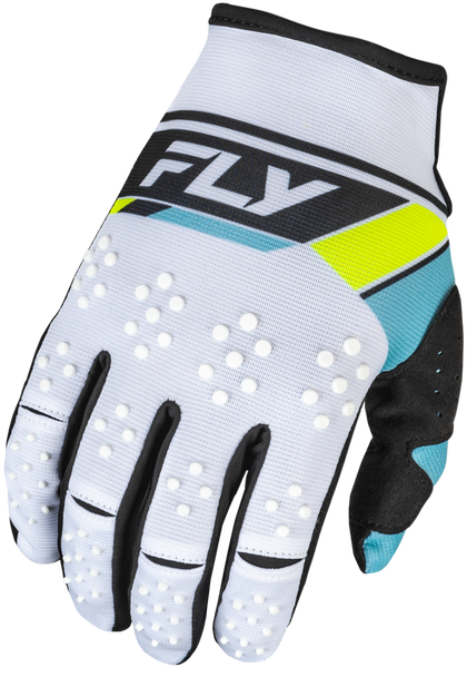 Fly Racing Kinetic Prix Gloves White/Black/Hi-Vis Md 377-413M