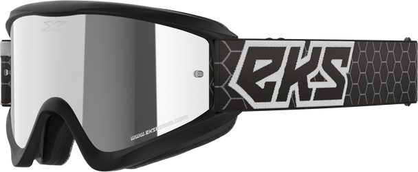 EKS Brand Flat Out Mirror Goggle Black/White Silver Mirror 067-60500