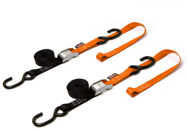 Powertye Tie-Down Cam S-Hook Soft-Tye 1"X6' Black/Ktmorange Pair 23629