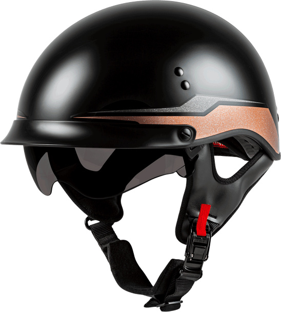 Gmax Hh-65 Half Helmet Source Full Dressed Black/Copper Sm H9652634