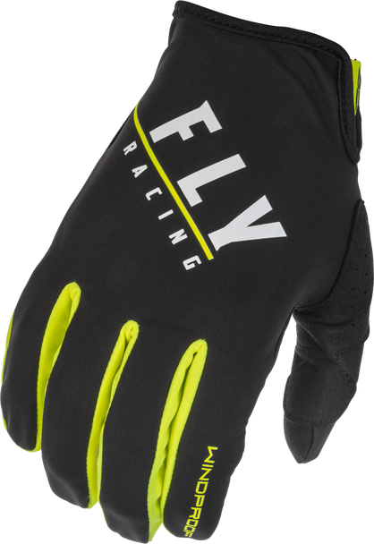 Fly Racing Youth Windproof Gloves Black/Hi-Vis Sz 06 371-14206