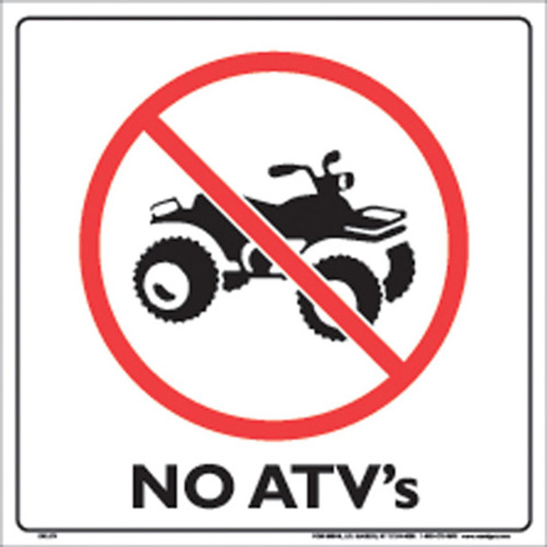 Voss Signs White Plastic Sign 12" - No ATV'S 310 ATV Wp