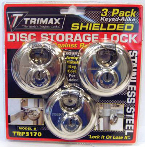 Trimax Shielded Disc Locks Pack Of 3 Keyed Alike Trp3170