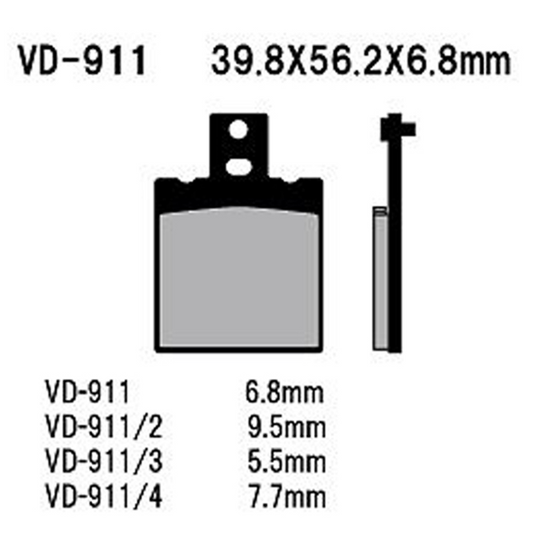 Vesrah Semi-Metallic Brake Pads Vd-911/2 Vd-911/2