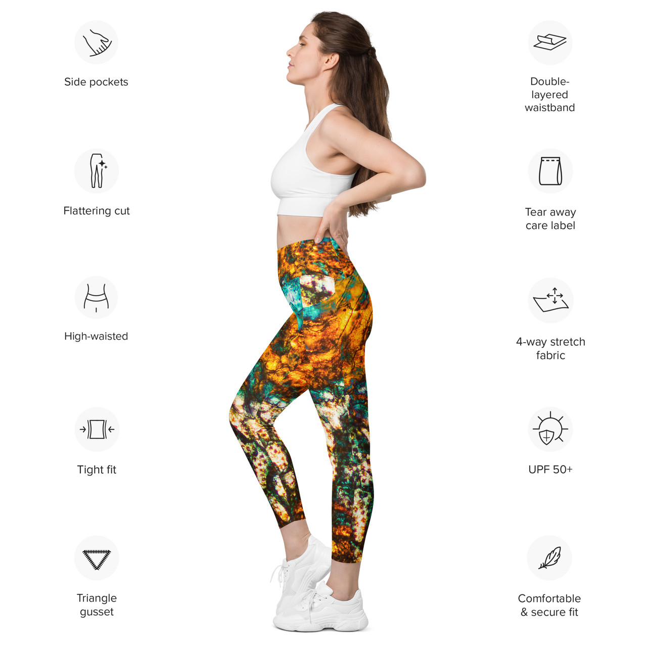 High Waisted Cargo Leggings Brown | FIRM ABS