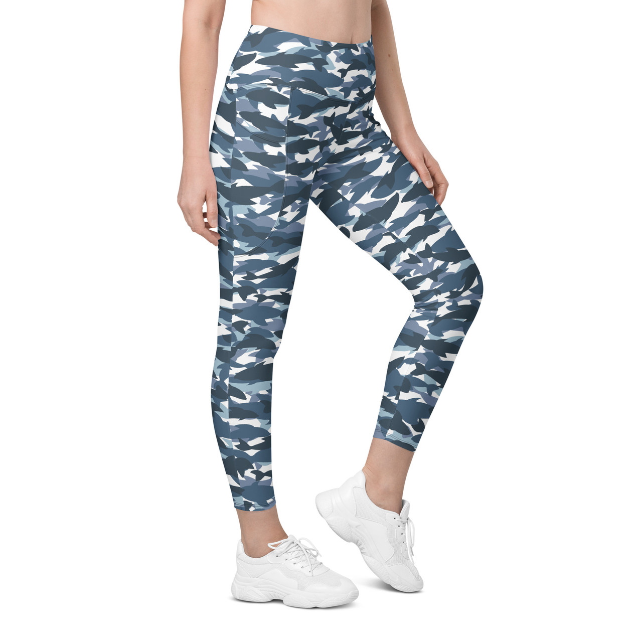 ONE SIZE BLACK AND BLUE CAMOUFLAGE YOGA BAND LEGGING CAPRIS – Luv 21  Leggings & Apparel Inc.