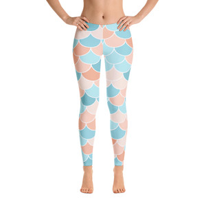 Fish Scale Leggings - Blue/Coral Fish Scale Leggings - Blue/Coral