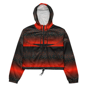 Women’s cropped windbreaker - Red/Black Fish Pattern Women’s cropped windbreaker - Red/Black Fish Pattern