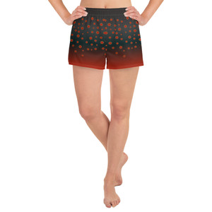 Women’s Recycled Athletic Shorts - Black/Red Fish Pattern