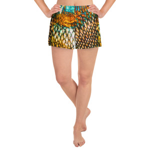 Women’s Recycled Athletic Shorts - Brown Trout Pattern - UPF 50+