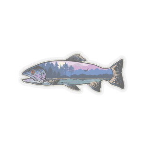Trout with Outdoor Scene Sticker Trout with Outdoor Scene Sticker