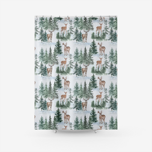 Bathroom Shower Curtain - Deer in Forest