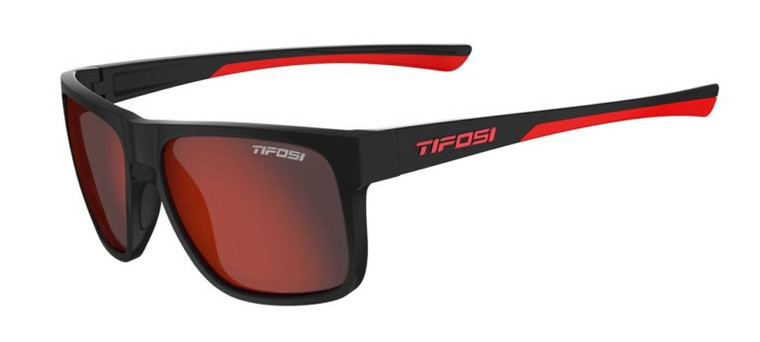 Tifosi Sunglasses, Swick, Satin Black/Crimson Smoke Red