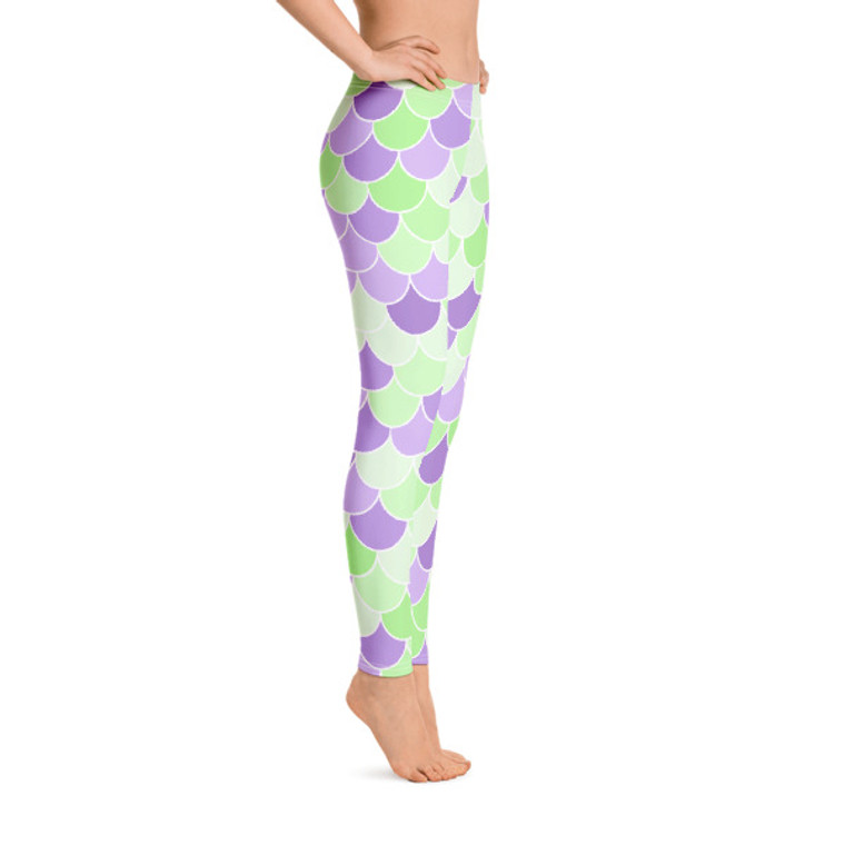 Fish Scale Leggings - Purple/Green