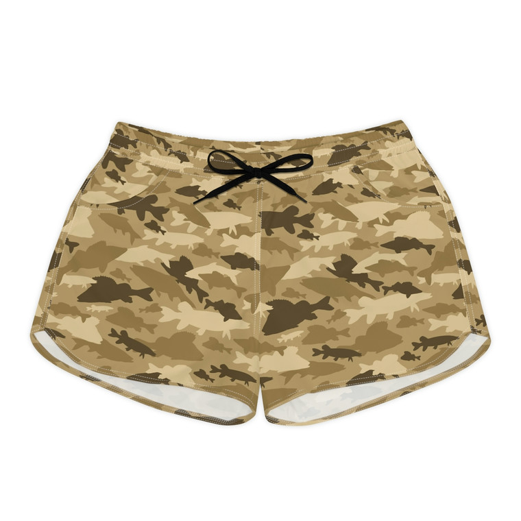 Women's Casual Shorts - Brown/Tan Fish Camo