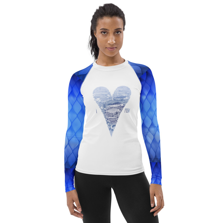 Women's Rash Guard - I love fish UPF 50+