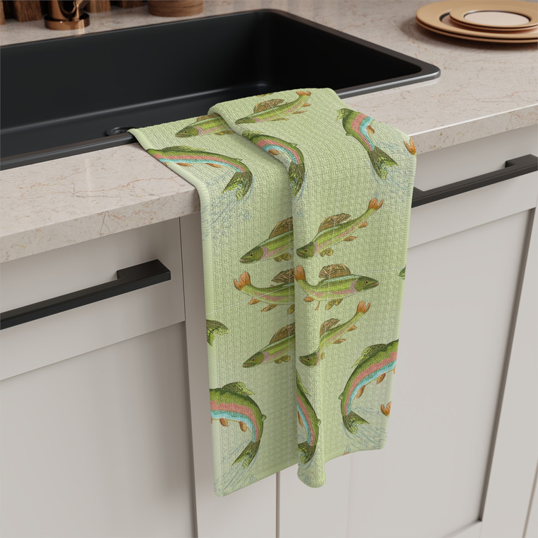 Soft Tea Towel - Green Trout