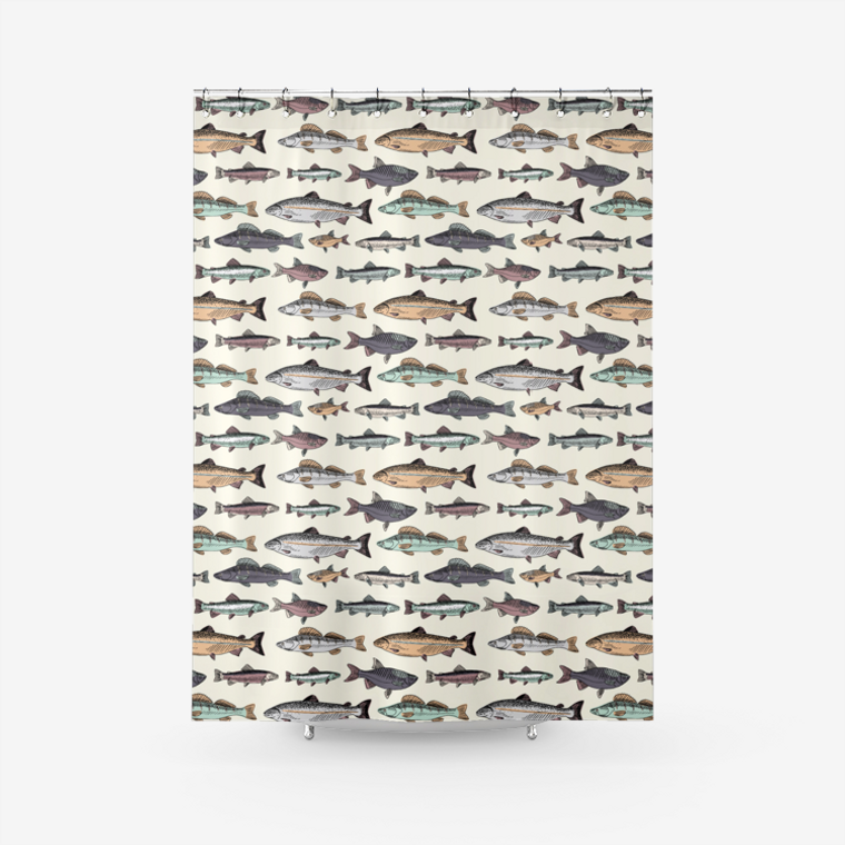 Bathroom Shower Curtain - Multi Fish