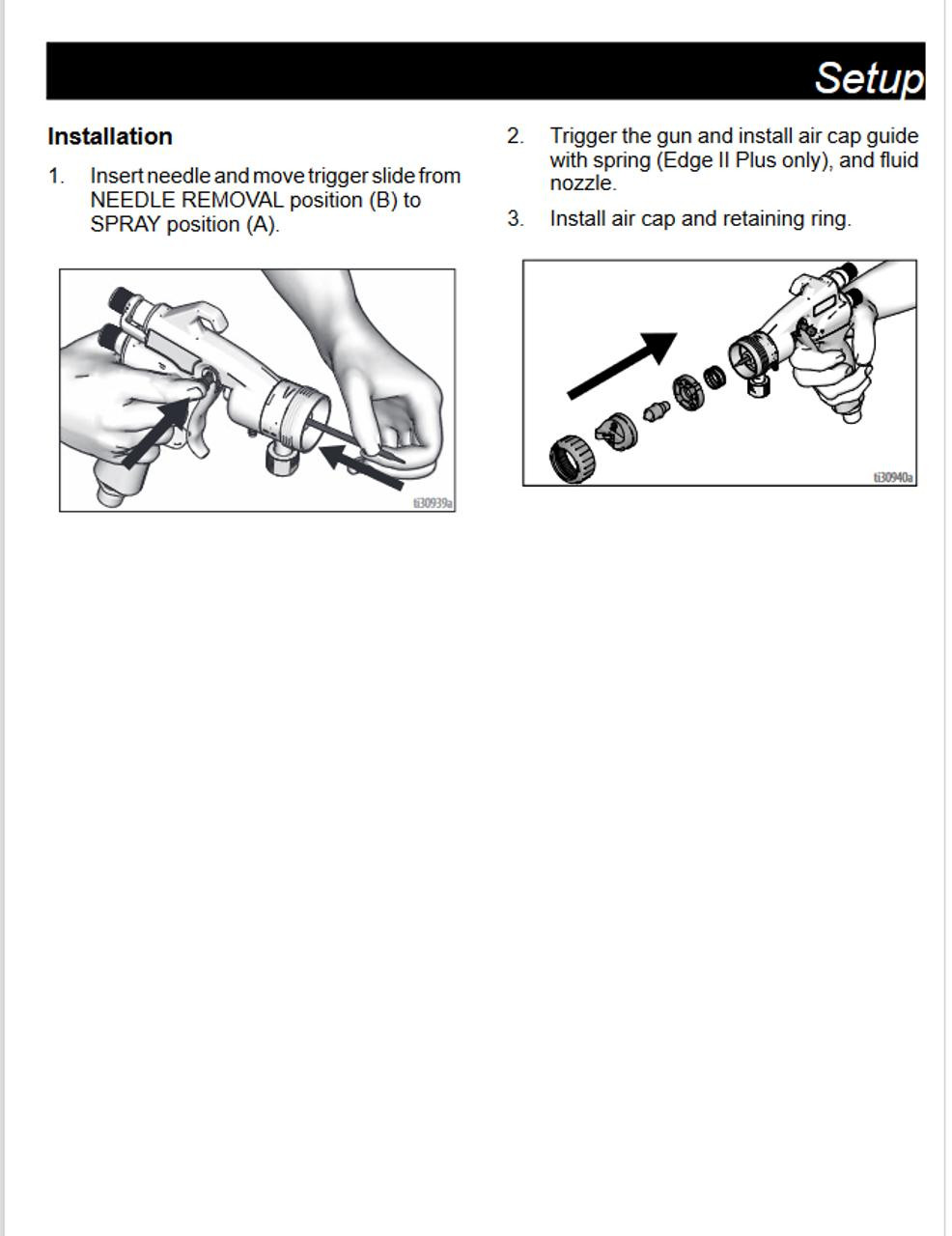 2 Quick Release Fluid Needle Nozzle Set Graco Edge II Gun