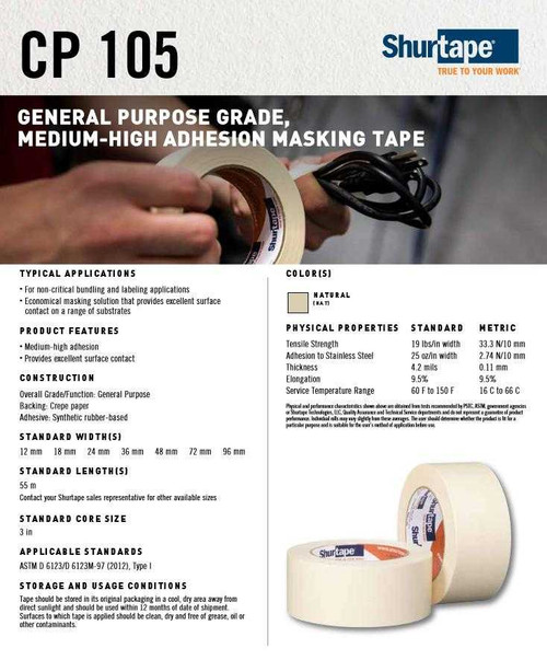 Shurtape General Purpose Grade, Medium-High Adhesion Masking Tape