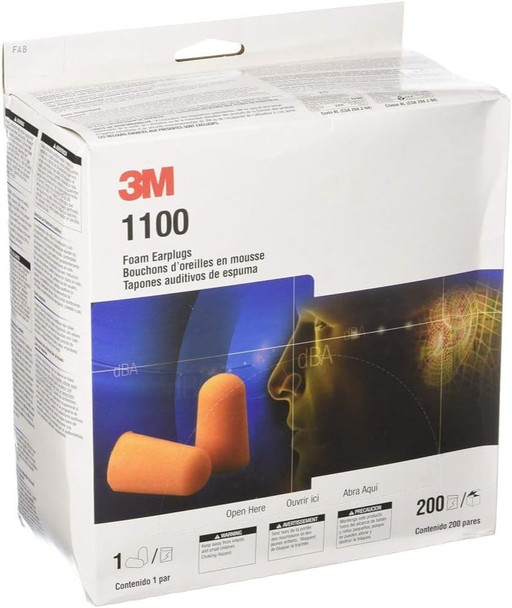 3M™ Foam Earplugs 1100, Uncorded, 1000 Pair/Case