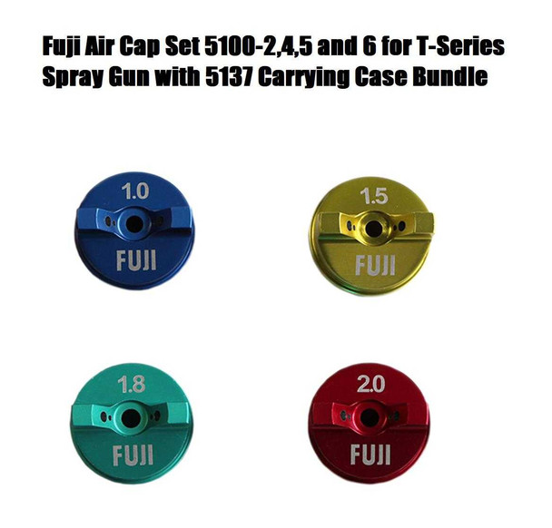 Fuji Air Cap Set 5100-2,4,5 and 6 for T-Series Spray Gun with 5137 Carrying Case Bundle (5 Items)