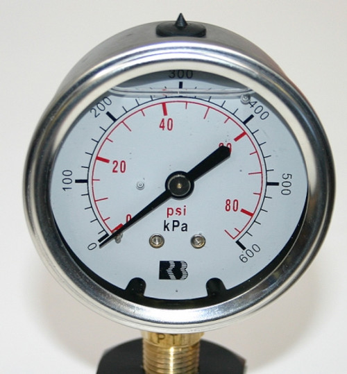 Pressure Gauge 0 - 250 kpa Glycerine Filled 63mm Dial