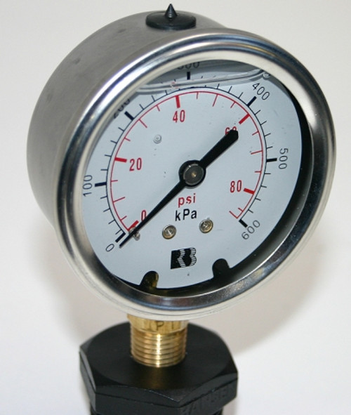 Pressure Gauge 0 - 400 kpa Glycerine Filled 63mm Dial