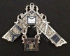 Past Master Breast Jewel with Working Tools  A.F.A.M Silver finish 3 Bar