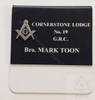 Deluxe  Pocket Name Badge with  Raised Metal Square & Compass  Emblem    