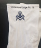    Masonic Dress Gloves with Silver  Square & Compass  with Lodge Name   12 pack