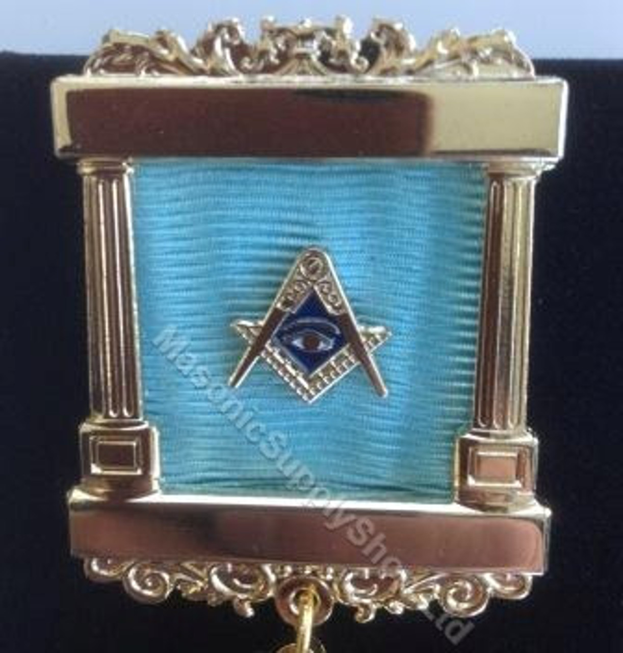 Past Master Pillar Breast Jewel with Working Tools All Seeing Eye Gold  finish